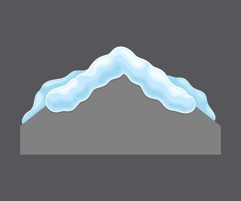 Gray blank banner with snow, cold season frozen frame with space fot text cartoon illustration