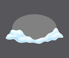 Gray blank frozen oval shape banner with snow illustration on gray background vector