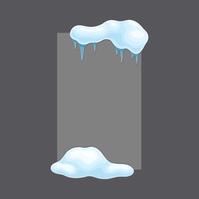 Gray blank vertical banner with snow, cold season holiday frozen frame with space fot text cartoon illustration