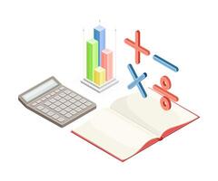 Calculator and financial charts illustration vector