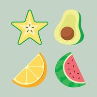 Set of slice fruits in flat design style vector