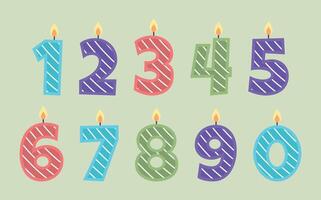 Set of Birthday candle number collection vector