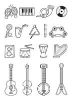Set of Outline Music Instrument Collection vector