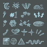 Abstract Chalk doodle element collection vector