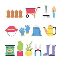Set of Gardening element illustration collection vector