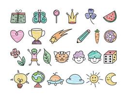 Set of Childish Drawing Doodle vector