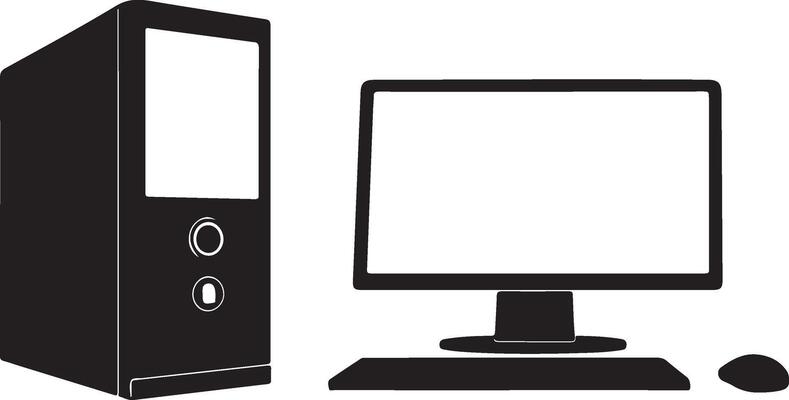 Minimal desktop computer silhouette in format