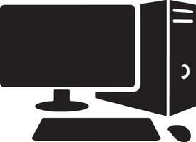 Desktop PC silhouette isolated on clean white background vector