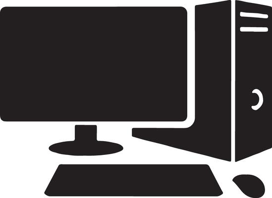 Desktop PC silhouette isolated on clean white background