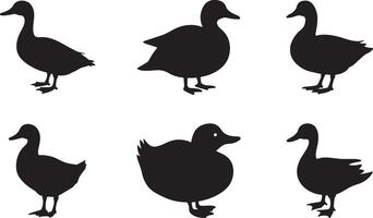 Duck side view silhouette set ideal for farm logo design vector