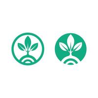 Green Environment Logo with Leaf Growth and Planet-Friendly Concept vector