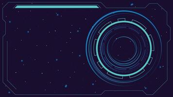 High tech digital background with glowing circular HUD elements and outer space star field for sci fi and UI themes vector