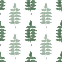Green Leaves seamless pattern on a white background. Abstract and simple pattern. Hand drawn botanical foliage vector