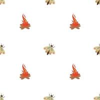 Camping bonfire and moth seamless pattern. Abstract and minimalist pattern. vector