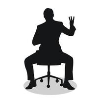 Business man sitting on swivel chair, man showing number three with fingers of hand vector