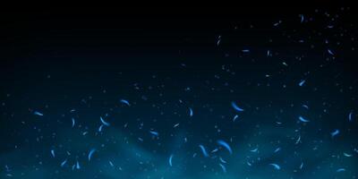 Abstract blue fire and smoke background with glowing flame and sparkling particles. Neon light effect mix cold ice texture. Realistic bonfire embers and glowing energy in dark luxury metallic style vector