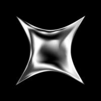3D chrome star in abstract silver elements and Y2K style. Glossy holographic shape with spark, glitter and cosmic shine. Futuristic metallic symbol with fluid geometry and galaxy shimmer. vector