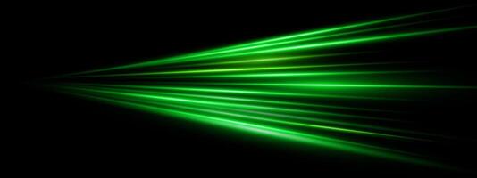 Green laser speed burst with glowing neon lines and radial energy beams on dark tech background. High power digital explosion effect for concert posters or futuristic highway scenes. art. vector