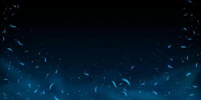 Blue flame and electric fire with smoke, glow and flying particles. Dark abstract background with neon haze and cold spark. Perfect for spooky game or fantasy wallpaper. 3D texture. vector