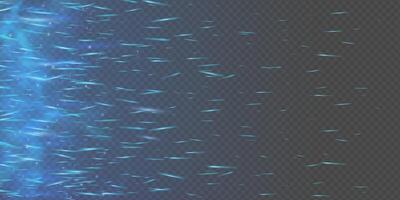 Blue flame and glowing sparks rise through smoky fog and flying dust. Abstract background with neon light ember particles and burnt texture. Magic firepower with blacksmith and welding mood. vector