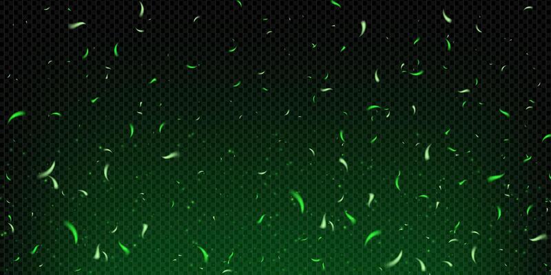 Burning green fire with glowing sparks and emerald flame. Magic smoke, fog and toxic mist create abstract fantasy atmosphere. Shiny neon light with flying particles and witchcraft energy.