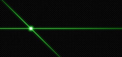 Green laser beams intersect on dark background with neon glow and digital energy effect. Futuristic security or science theme with power burst and precision. Abstract illustration template. vector