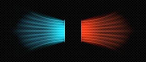 Hot red and cold blue directional airflow. Ideal for visualizing ventilation, AC systems or climate control concepts in modern designs. illustration isolated on grid background vector