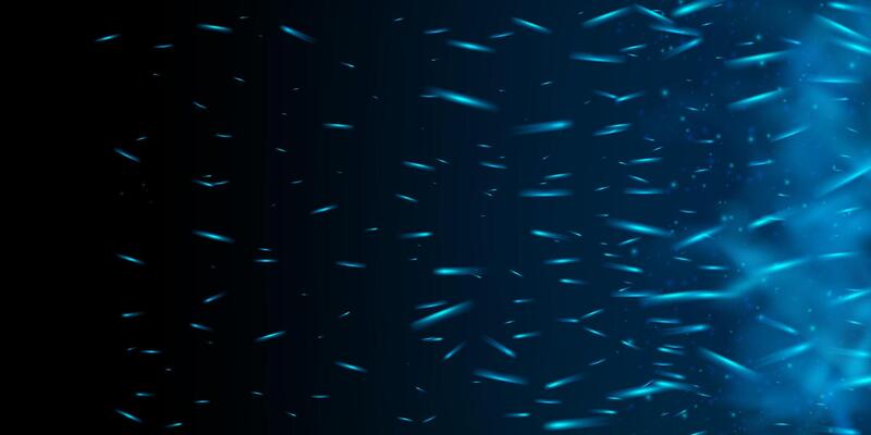Panoramic blue fire wallpaper with icy smoke, neon sparks and glowing embers. Abstract dark texture combines magic particles, cold tones and heat energy for a dramatic visual effect.