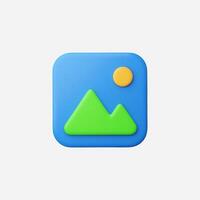 Colored image icon with mountains and sun vector