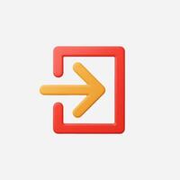 3D render of an exit sign, red square with yellow arrow vector