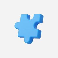 Single light blue puzzle piece, 3D rendering vector