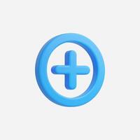 3D rendered blue plus sign in a circle vector