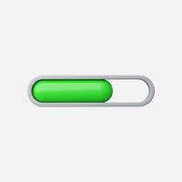 Green progress bar, loading indicator, 3D render vector
