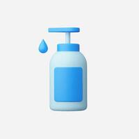 3D render of a light blue soap dispenser, clean and simple design. vector