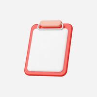 Red clipboard mockup with blank white paper. 3D illustration. vector
