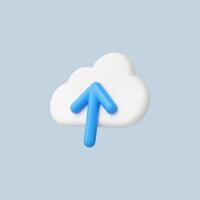 3d Realistic White Cloud upload Illustration vector