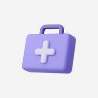 3D render of a purple first aid kit, isolated on white vector