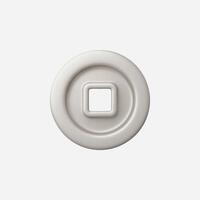 White round button with square center, isolated on white background vector