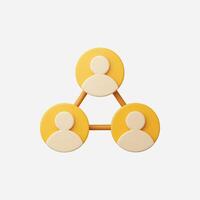 3D illustration of a network of three people, symbolizing teamwork and connection vector