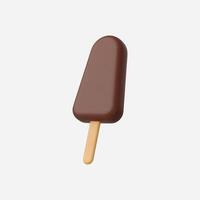 Chocolate popsicle on a stick, 3D rendering vector