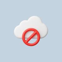 Cloud storage access denied. Red stop sign over white cloud icon. vector