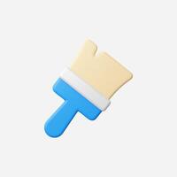 3D render of a paintbrush, blue handle, beige bristles. Perfect for design projects. vector