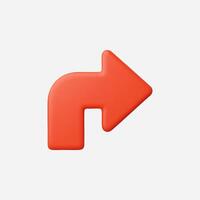 3D render of a red arrow pointing right, signifying direction or navigation. vector