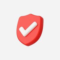 Red shield with white checkmark security, approval concept vector