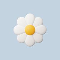 Simple 3D render of a daisy flower on a light blue background vector