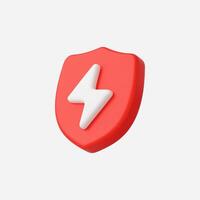 Red shield with white lightning bolt power protection concept vector