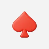 3D render of a red spade symbol, isolated on white background vector