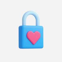 3D render of a blue padlock with a pink heart. Perfect for love, security concepts. vector