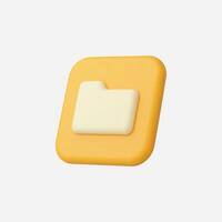 3D render of a yellow folder icon, digital file storage concept vector
