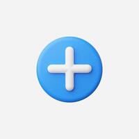 3D rendered blue circle with white plus sign vector